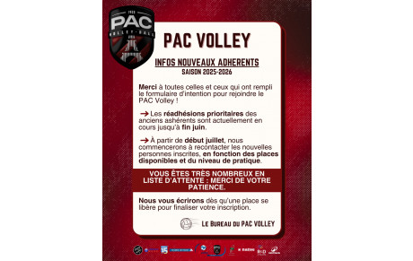 🏐 Infos pour futurs nouveaux Adhérents – Saison 2025-2026
