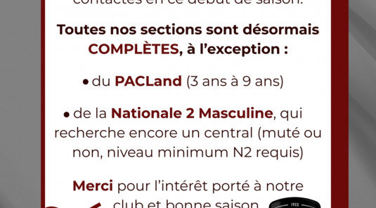 Sections complètes à l'exception du PACLand et de la N2M !